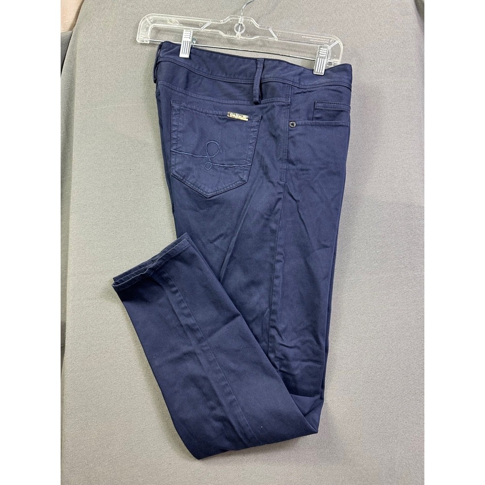 Lilly Pulitzer Worth Skinny Pant Navy Blue Solid Mid Rise Trousers Size 12